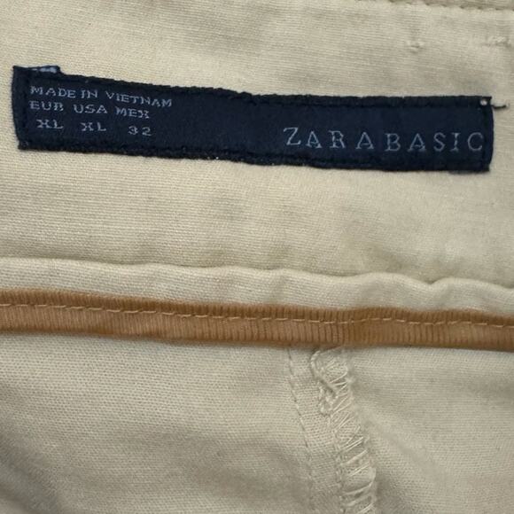 Zara Basic Beige Button Front Mini Skirt Size XL 32 Khaki Cotton Utility - Picture 2 of 6